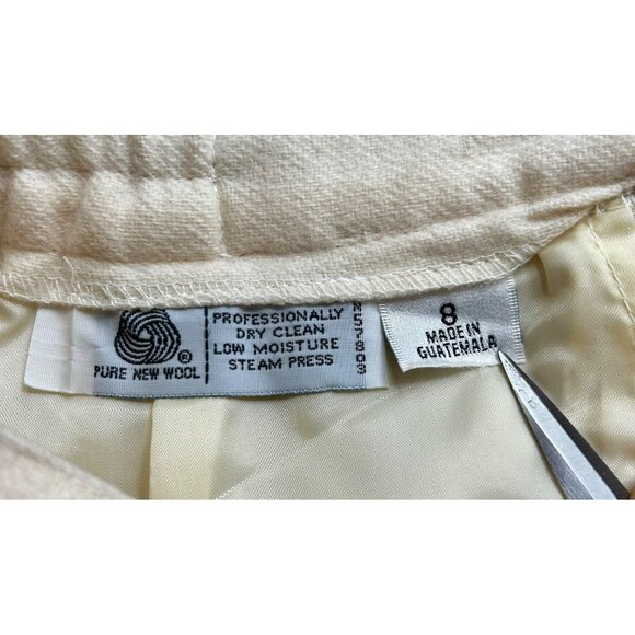 Vintage PANTHERA Cream Ivory Old Money Luxury Cottage Timeless Wool Skirt Sz 8 - Picture 4 of 6